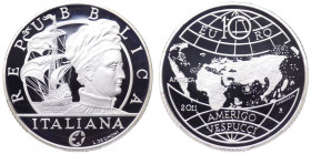 Repubblica Italiana - Monetazione in Euro (dal 2002) 10 euro 2011 "Amerigo Vespucci" - In confezione completa di scatola e cofanetto - (Ag - gr. 22 - ...