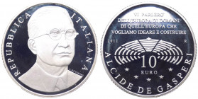 Repubblica Italiana - Monetazione in Euro (dal 2002) 10 euro 2011 "130° Anniversario nascita Alcide De Gasperi" - In confezione completa di scatola e ...