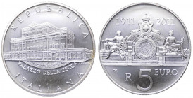 Repubblica Italiana - Monetazione in Euro (dal 2002) 5 euro 2011 "100° Anniversario Palazzo della Zecca" - In confezione completa di scatola e cofanet...