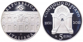 Repubblica Italiana - Monetazione in Euro (dal 2002) 5 euro 2011 "180° Anniversario Consiglio di Stato" - In confezione completa di scatola e cofanett...