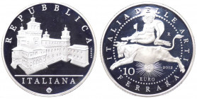 Repubblica Italiana - Monetazione in Euro (dal 2002) 10 euro 2012 "Italia delle Arti - Ferrara" - In confezione completa di scatola e cofanetto - (Ag ...