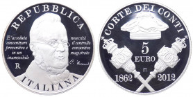 Repubblica Italiana - Monetazione in Euro (dal 2002) 5 euro 2012 "150° Anniversario Istituzione Corte dei Conti" - In confezione completa di scatola e...