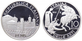 Repubblica Italiana - Monetazione in Euro (dal 2002) 10 euro 2013 "Italia delle Arti - Fenis" - In confezione completa di scatola e cofanetto - (Ag - ...