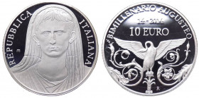 Repubblica Italiana - Monetazione in Euro (dal 2002) 10 euro 2014 "Bimillenario della Scomparsa di Augusto" - In confezione completa di scatola e cofa...