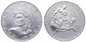 Repubblica Italiana - Monetazione in Euro (dal 2002) 5 euro 2014 "Semestre di Presidenza Italiana dell'Unione Europea" - In confezione completa di sca...