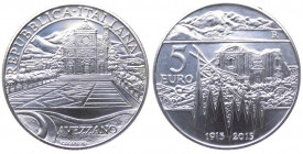 Repubblica Italiana - Monetazione in Euro (dal 2002) 5 euro 2015 "Centenario del Terremoto di Avezzano" - In confezione completa di scatola e cofanett...