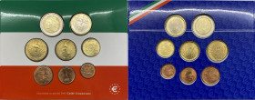 Italia - Repubblica Italiana - Monetazione in Euro (dal 2001) - serie 2002 - composta da 8 valori - Euro 2 - Euro 1 - Cent 50 - Cent 20 - Cent 10 - Ce...