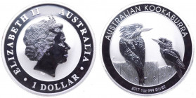 Australia - Regina Elisabetta II (1966-2022) 1 Dollaro (1 Oncia) 2017 - "Kookaburra australiano" - Ag - UC# 265
FS

 Worldwide shipping