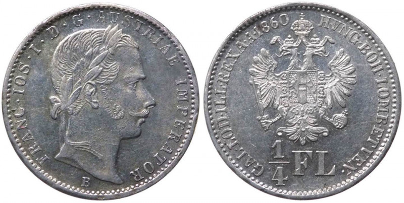 Austria - Franz Joseph I (1848-1916) 1/4 Florin 1860 B - zecca di Kremnitz - KM#...