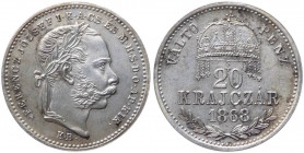 Austria-Ungheria - Franz Joseph I (1848-1916) RICONIAZIONE POSTUMA IBRIDA di un 20 Krajczar 1868 - La moneta ha un dritto del tipo databile posteriorm...