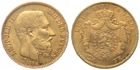 Belgio - Leopoldo II (1865-1909) 20 Franchi 1868 - Au - KM# 37
n.a.

 Shipping only in Italy