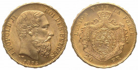Belgio - Leopoldo II (1865-1909) 20 Franchi 1875 - Au - KM# 37
n.a.

 Shipping only in Italy