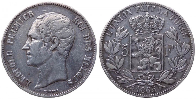 Belgio - Leopoldo I (1849-1865) 5 Franchi 1865 - KM 17 - Ag
qSPL

 Shipping o...