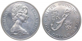 Bermuda - Elisabetta II (dal 1952) 1 Dollaro 1972 - "25° anniversario del matrimonio della regina Elisabetta II e del principe Filippo" - Ag - KM# 22...