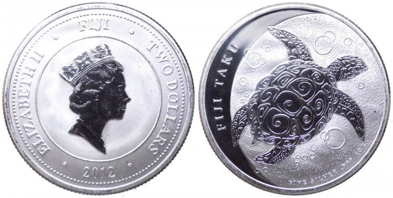 Figi - Regina Elisabetta II (1969-2019) 2 Dollari (1 Oncia) 2012 - "Tartaruga de...