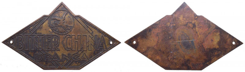 Italia, targhetta della ditta "Fernet Branca"; XX secolo circa; Ae. - gr. 91.41 ...