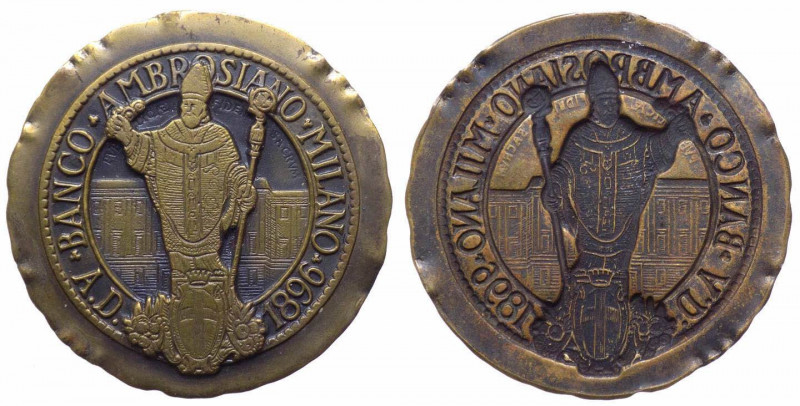 Italia, Milano, XX secolo, medaglia uniface del Banco Ambrosiano; Ae - gr. 5,36 ...