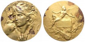 Francia, medaglia con rappresentazione di Apollo, per la presidenza onoraria di Massenet, 1911, opus Loudray; AE dorato - gr. 139,05 - Ø 68mm
SPL

...