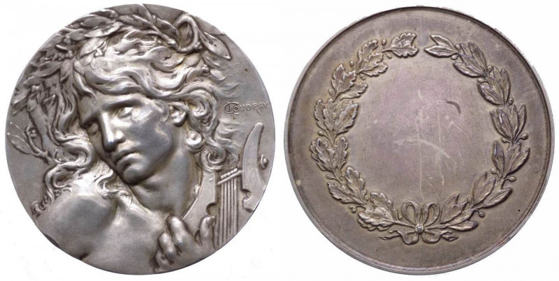 Francia, XIX - XX secolo, medaglia premio con raffigurazione di Apollo Citaredo;...