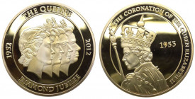 Medaglia - Gran Bretagna - D/ Incoronazione della Regina Elisabetta II - R/ Giubileo di diamante 1952 - 2012 - gr. 32 - Ø mm50 - Cu dorato - certifica...
