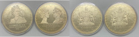 Medaglie - Lotto 2 esemplari: Medaglia 2016 - D/ Adesione della Regina Elisabetta II 1952 - R/ Bandiera inglese - gr. 376 - Ø mm100 - Cu dorato; Medag...