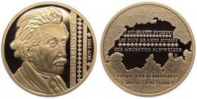 Medaglia - Svizzera - Albert Einstein - 2013 - R/ I più grandi della Svizzera - gr. 14,6 - Ø mm33 - Cu dorato - certificato di garanzia *00779* - punz...