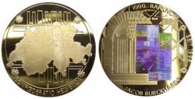 Medaglia - Confederazione Svizzera - 2002 - D/ Banconota da 1000 Franchi - R/ Carta geografica della Svizzera - gr.54 - Ø mm50 - Cu dorato - certifica...
