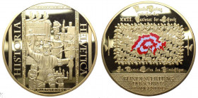 Medaglia - Svizzera - D/ Contratto federale della Svizzera, con stampa a colori - R/ Storia della Svizzera - Cu dorato - gr.110 - Ø mm70 - certificato...
