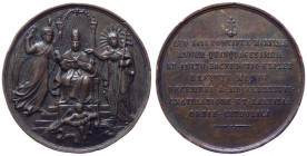 Leone XIII (Vincenzo Gioacchino Pecci) 1878-1903 medaglia emessa nel 1887 a ricordo del Giubileo Sacerdotale di Leone XIII raffigurato assiso su trono...