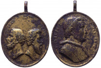 Pio IX (Giovanni Maria Mastai Ferretti) 1846-1878 medaglia emessa nel 1847 con busto del Papa a destra con mozzetta e stola su un verso e busti di S. ...