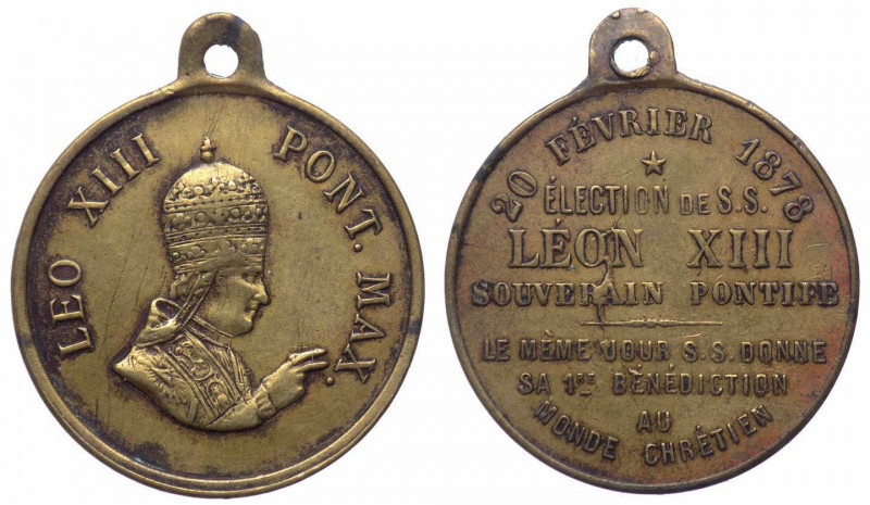 Francia, medaglietta devozionale a nome di Leone XIII (1878-1903) per l'elezione...