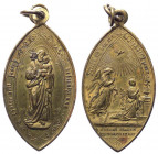 Germania - Medaglia a forma di mandorla emessa nel XIX sec. devozionale di S. Giuseppe rappresentato su un verso con Gesù bambino in braccio mentre ne...