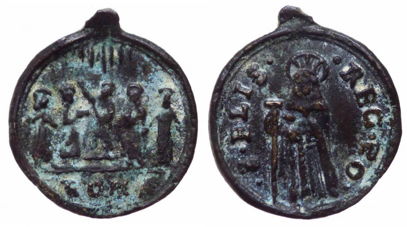 Italia, medaglietta devozionale con raffigurazione di cinque santi canonizzati, ...