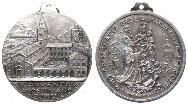 Italia, Ventimiglia, medaglietta devozionale per il centenario della parrocchia ...