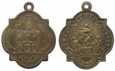 Italia,medaglietta devozionale per la facciata monumentale del Santuario di Maria Santissima del Rosario di Pompei, 1901; Ae - gr. 6,16 - Ø mm29x28
q...