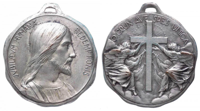 Italia, medaglietta devozionale per il Giubileo della Redenzione, 1933; Ae argen...