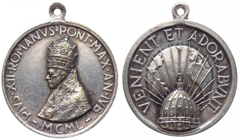 Italia, medaglia a nome di Pio XII (1939-1958) per il Giubileo del 1950, R/ VENE...