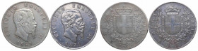 Vittorio Emanuele II (1861-1878) Lotto di 2 esemplari: 5 Lire 1869 - Ag; 5 Lire 1871 - Zecca di Milano - Ag
n.a.

 Shipping only in Italy