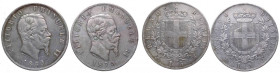 Regno d'Italia - Vittorio Emanuele II (1861-1878) Lotto 2 monete composto da: 5 Lire 1869 - Zecca di Milano - Ag; 5 Lire 1875 - Zecca di Milano - Ag
...