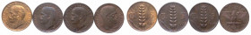 Lotto 4 monete: Vittorio Emanuele III (1900-1943) 5 Centesimi 1922 "Spiga" del II° Tipo - Gig. 268 - Cu - tracce rosse - SPL; Vittorio Emanuele III (1...