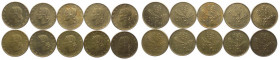 Repubblicca italiana - Monetazione in lire (1946-2001) Lotto di 10 esemplari: 20 Lire "Ramo di Quercia" 1958 - Ba
n.a.

 Worldwide shipping