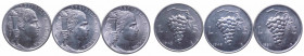 Repubblica italiana - monetazione in lire (1946-2001) Lotto 3 esemplari: 5 Lire "Uva" 1948; 5 Lire "Uva" 1949, 5 Lire "Uva" 1950
n.a.

 Shipping on...