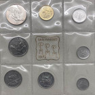 Repubblica di San Marino - Nuova Monetazione (dal 1972) Lotto di 3 serie in confezione composte da: 500 Lire in Ag; 100 Lire; 50 Lire; 20 Lire; 10 Lir...