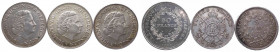 Francia - Lotto da 3 esemplari: Imperatore Napoleone III (1852-1870) 5 Franchi 1869 - Ag; Terza Repubblica (1870-1941); 5 Franchi 1877 - Ag; Quinta Re...