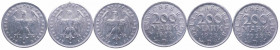 Germania - Repubblica di Weimar (1918-1933) Lotto di 3 esemplari: 200 Marchi 1923 - Zecca di Monaco - KM# 35
n.a.

 Shipping only in Italy