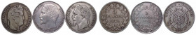 Lotto 3 Monete: Francia - Napoleone III (1852-1870) 5 Franchi 1852 A - zecca di Parigi - KM 773.1 - Ag - qBB; Francia - Luigi Filippo I (1830-1848) 5 ...
