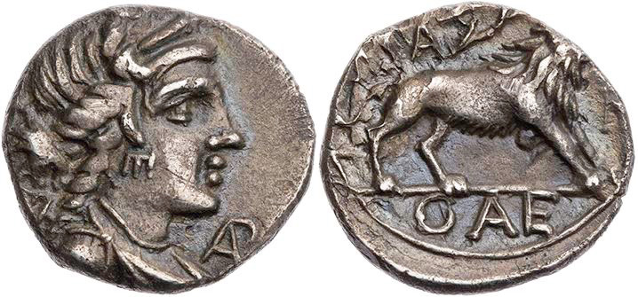 GALLIEN MASSALIA
 AR-Drachme 90-49 v. Chr. Vs.: drapierte Büste der Artemis mit...