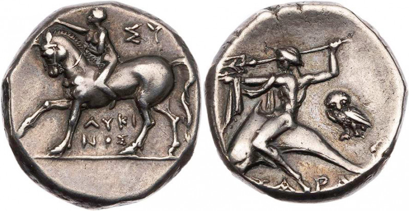 KALABRIEN TARENT
 AR-Didrachme/Nomos 272-240 v. Chr., Sy(...) und Lykinos Vs.: ...