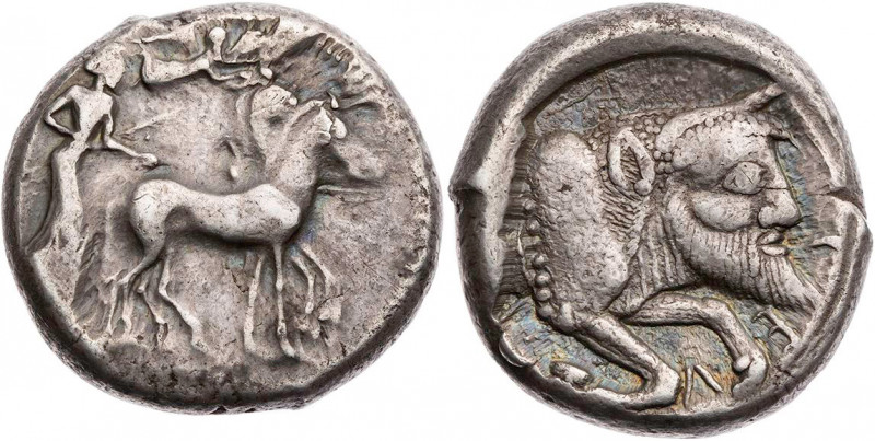 SIZILIEN GELA
 AR-Tetradrachme 480/75-475/70 v. Chr. Vs.: Wagenlenker in langsa...
