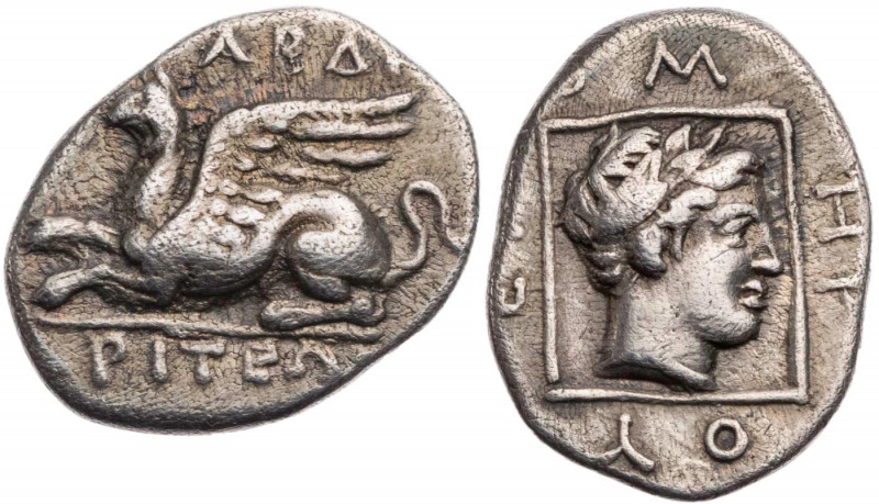 THRAKIEN ABDERA
 AR-Drachme 365/60-350/45 v. Chr., Magistrat Homeros Vs.: Greif...